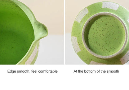 Ceramic Matcha Bowl Checkered Pattern Large Capacity High Temperature Resistant Green Tea Maker Cup Tea Ceremony Tool
