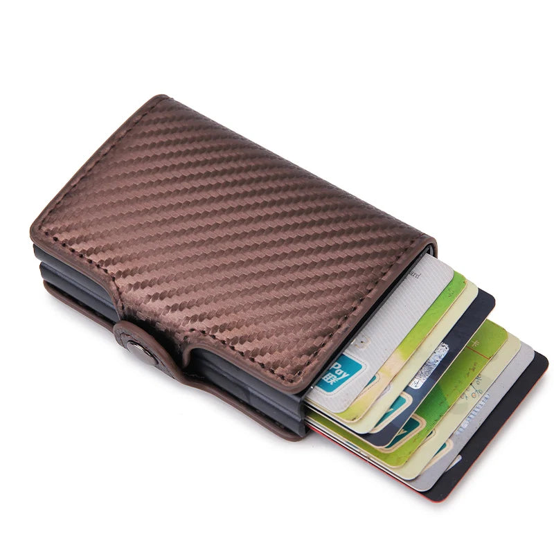 Rfid Blocking Protection Men id Credit Card Holder Wallet Leather Metal
