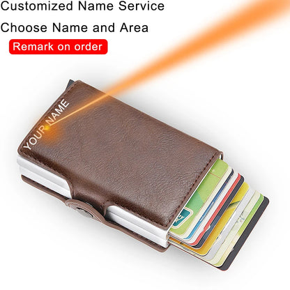 Rfid Blocking Protection Men id Credit Card Holder Wallet Leather Metal