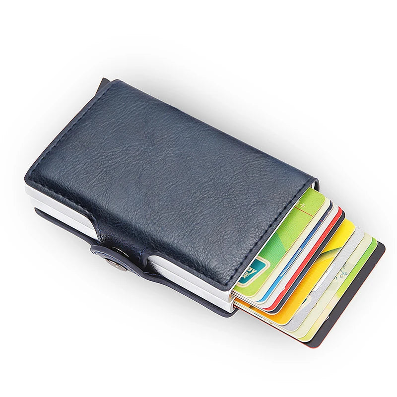Rfid Blocking Protection Men id Credit Card Holder Wallet Leather Metal