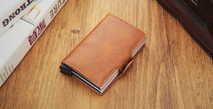 Rfid Blocking Protection Men id Credit Card Holder Wallet Leather Metal