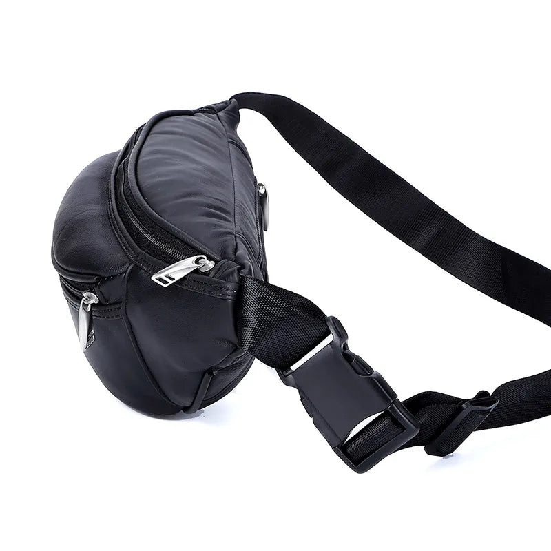 Fashion Men Genuine Leather Fanny Bag for Phone Pouch Male Leather