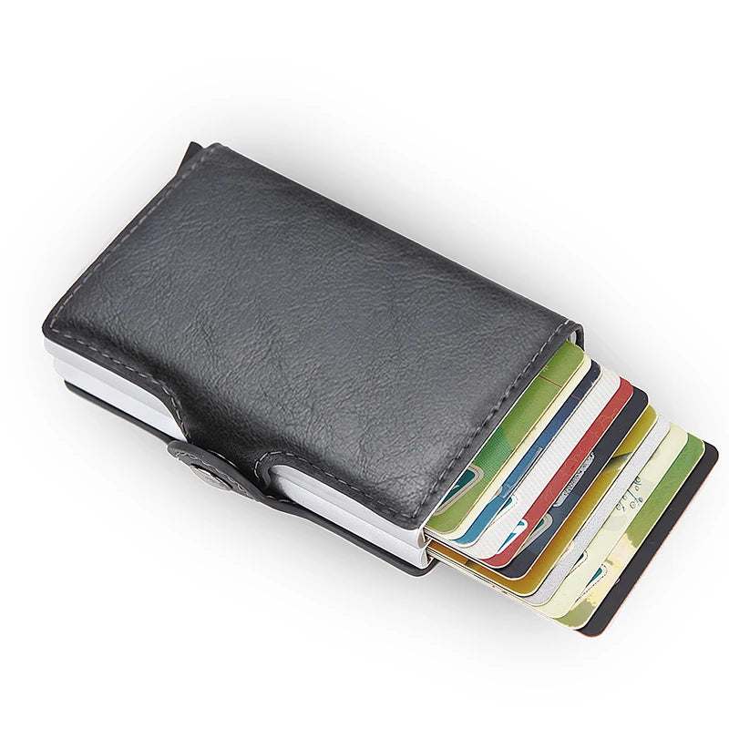 Rfid Blocking Protection Men id Credit Card Holder Wallet Leather Metal