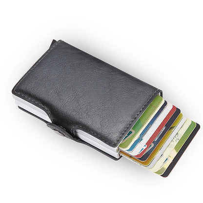 Rfid Blocking Protection Men id Credit Card Holder Wallet Leather Metal