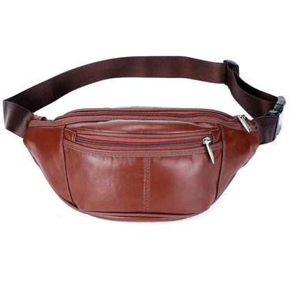 Fashion Men Genuine Leather Fanny Bag for Phone Pouch Male Leather