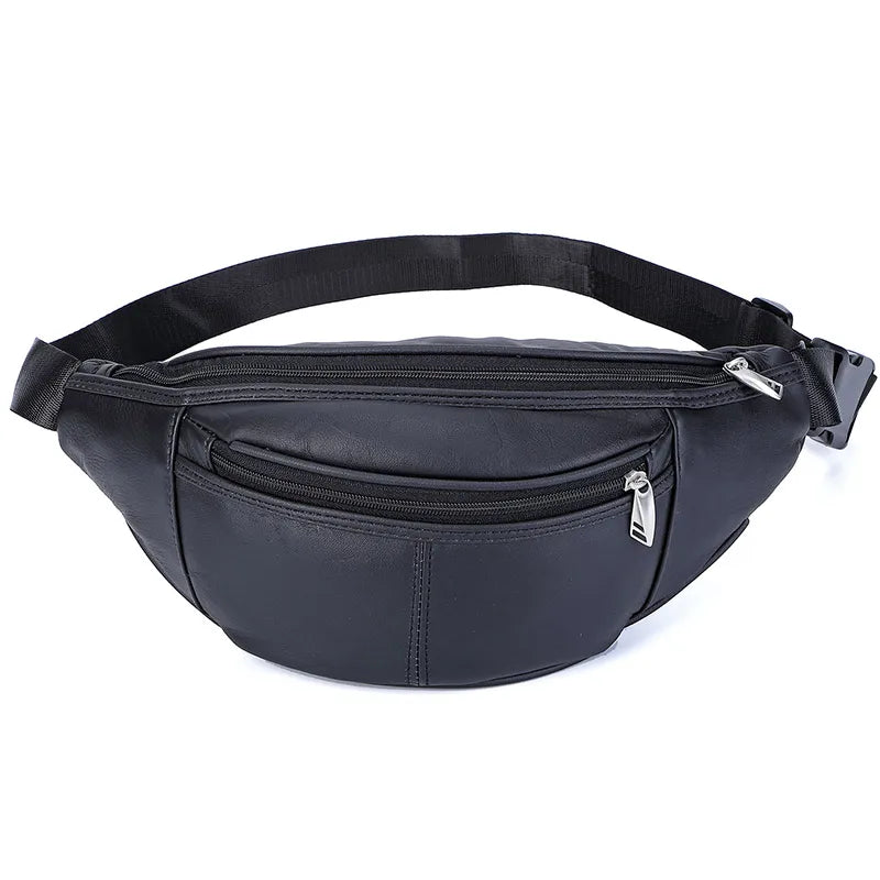 Fashion Men Genuine Leather Fanny Bag for Phone Pouch Male Leather