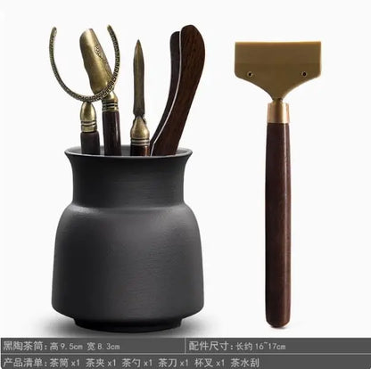 Kungfu Tea Set, Black Sandalwood, Solid Wood Tea Clip, Bamboo Tweezers