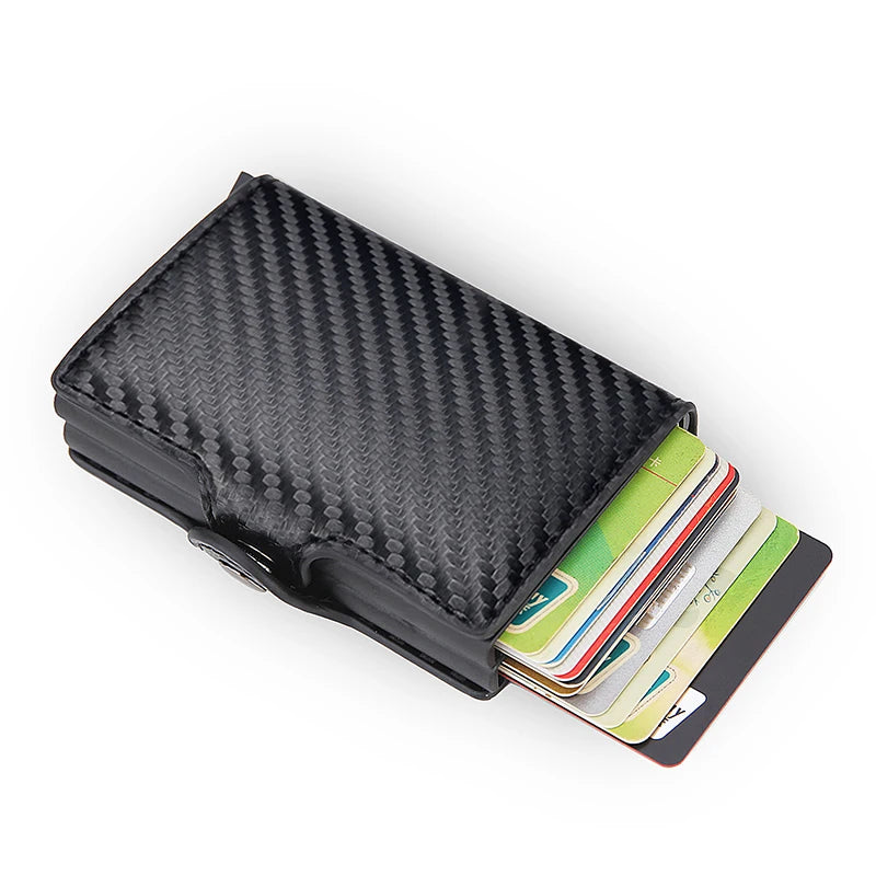 Rfid Blocking Protection Men id Credit Card Holder Wallet Leather Metal