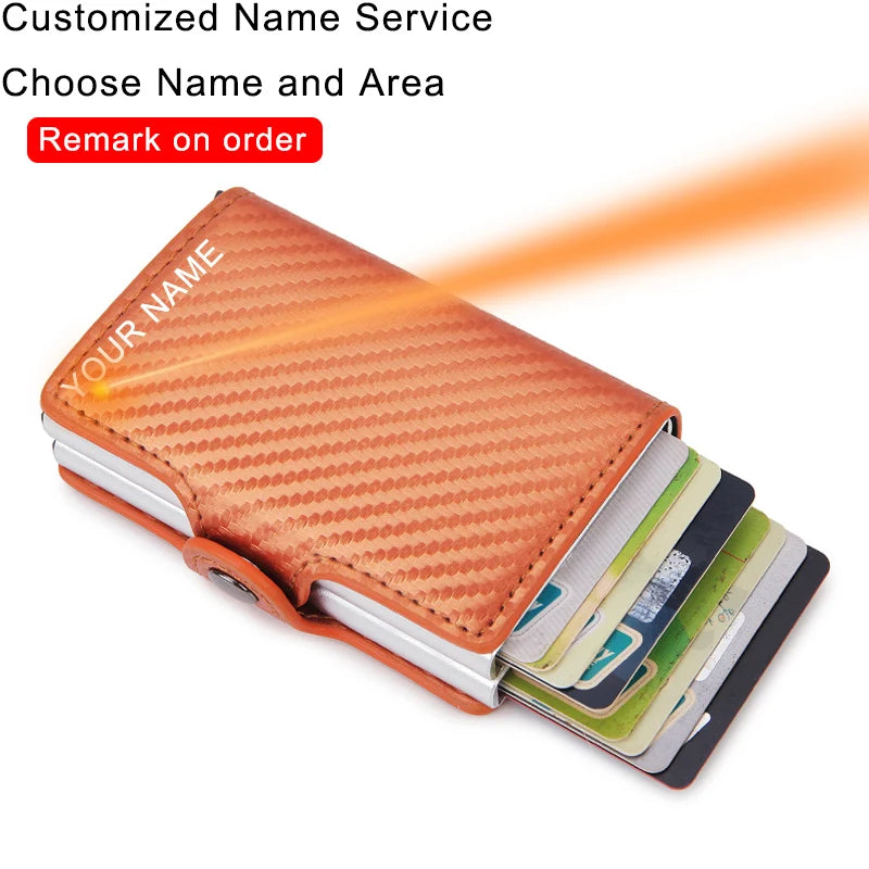Rfid Blocking Protection Men id Credit Card Holder Wallet Leather Metal
