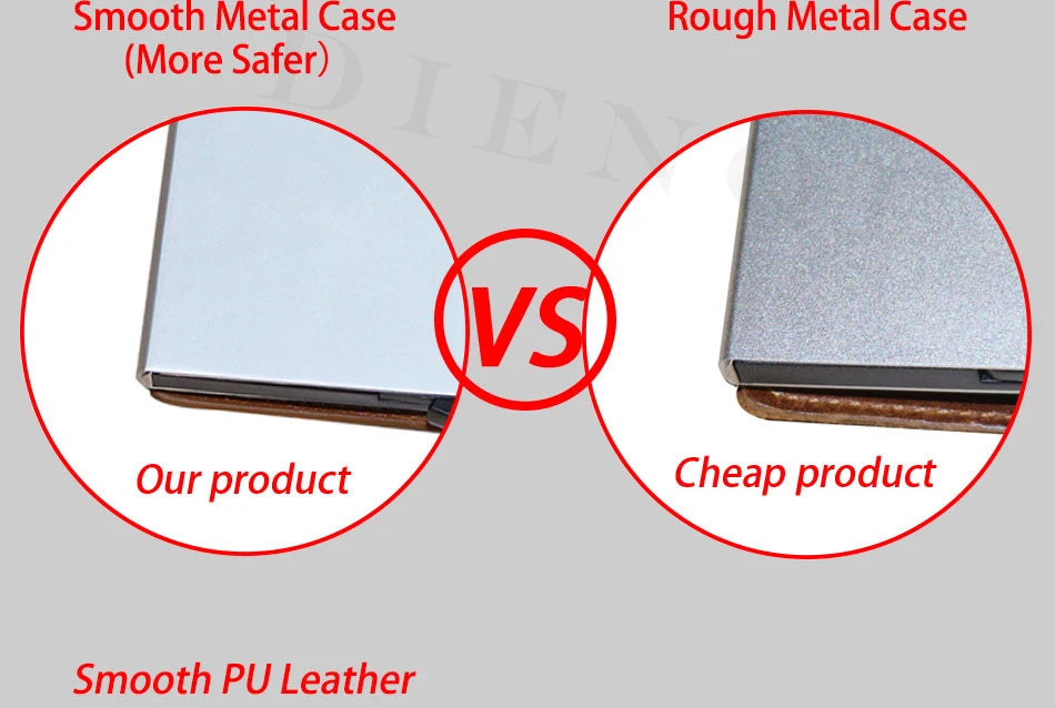 Rfid Blocking Protection Men id Credit Card Holder Wallet Leather Metal