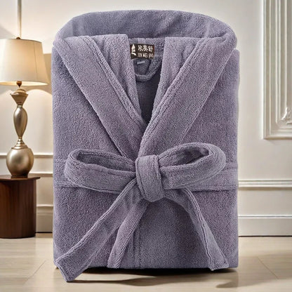 Cotton Hooded Bathrobe Men 100%Long Terry Towel Big and Tall Towel