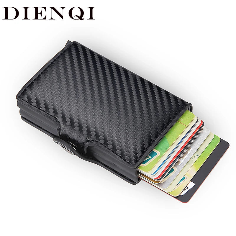Rfid Blocking Protection Men id Credit Card Holder Wallet Leather Metal