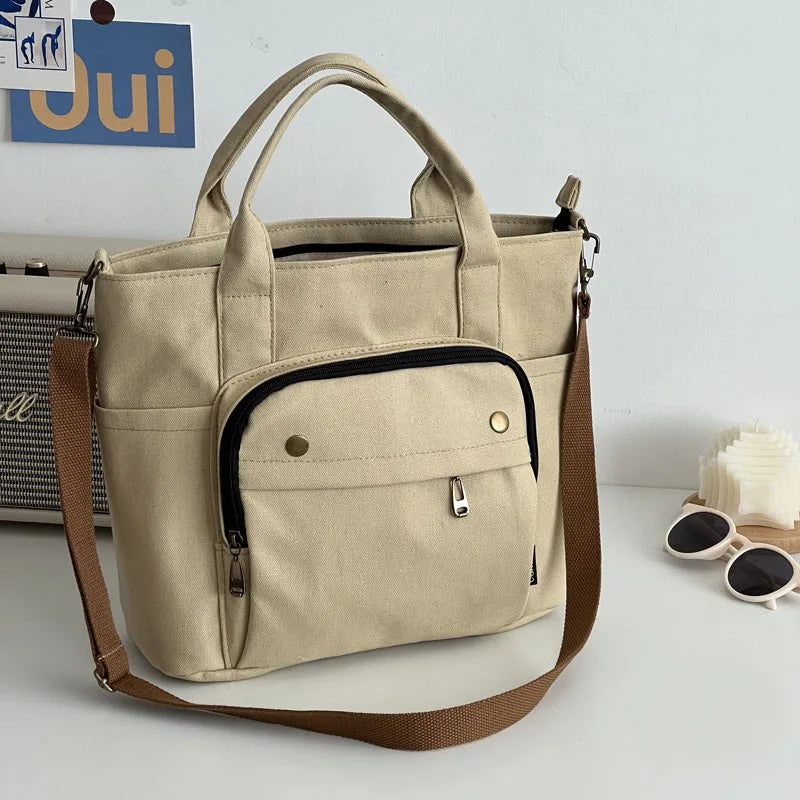 Corduroy Shoulder Bag Women Vintage Shopping Bags Zipper Girls Student