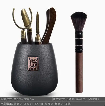 Kungfu Tea Set, Black Sandalwood, Solid Wood Tea Clip, Bamboo Tweezers