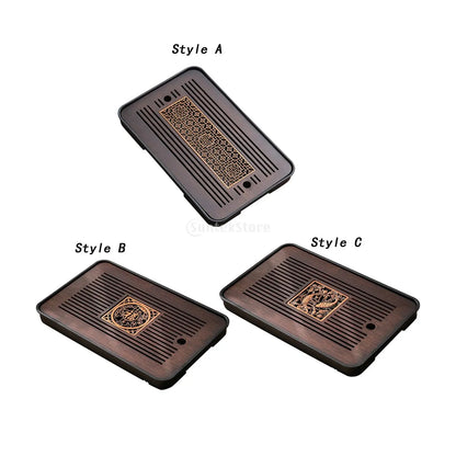 Chinese Kungfu Tea Tray Tea Set Accessory Tea Serving Tray for Tea Room Home Chinese Tea Tray with Water Storage Drainage