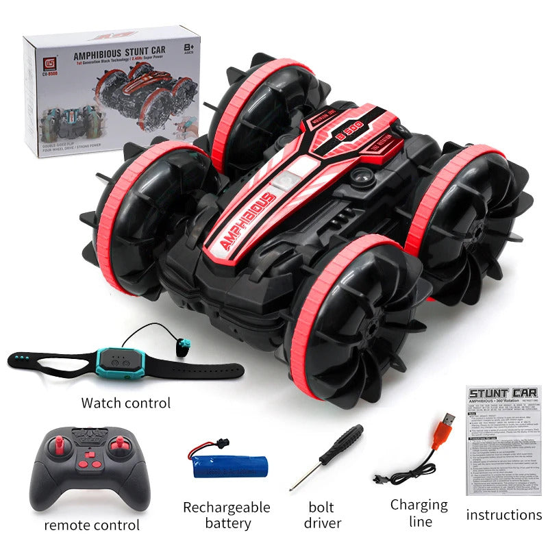新しい LED 水陸両用 RC カー デュアル リモート コントロール 防水 スタント カー