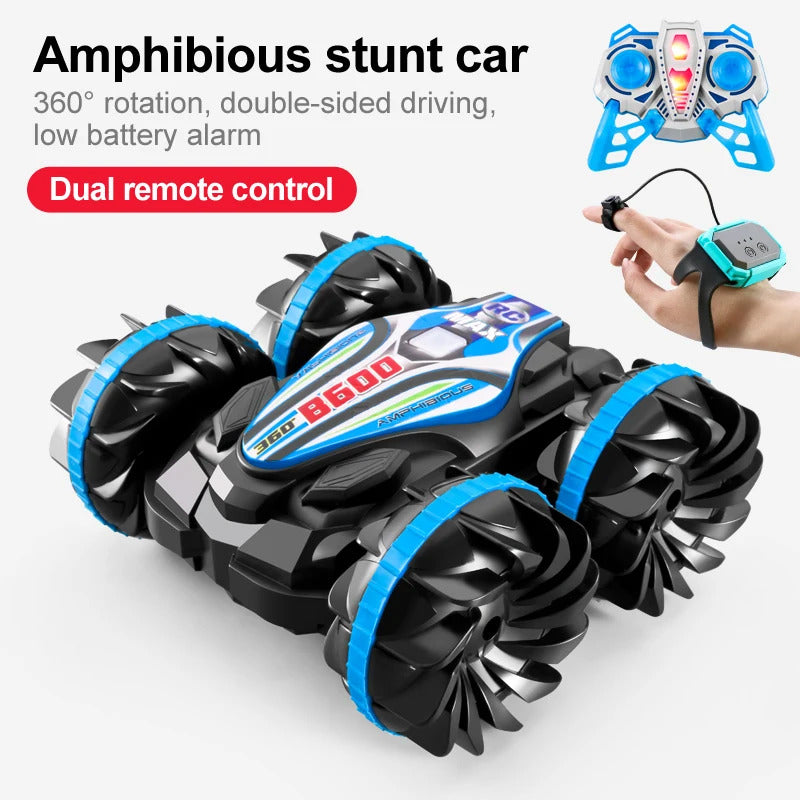 新しい LED 水陸両用 RC カー デュアル リモート コントロール 防水 スタント カー
