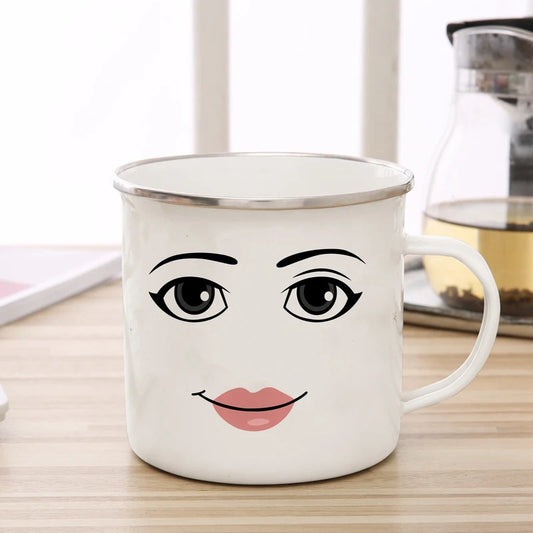 Creative Game Inspired Woman Face Mug Funny Man Enamel Mug