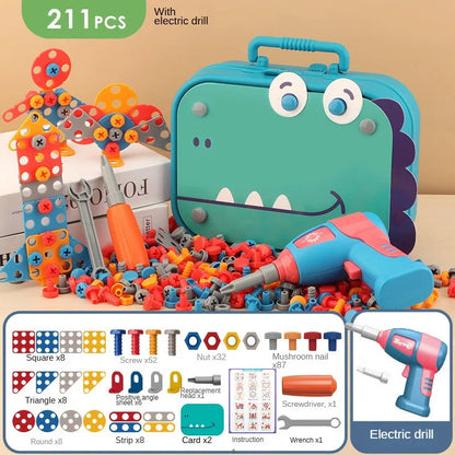 211PCS 子供用ごっこ遊び修理ツールボックス クリエイティブ教育玩具