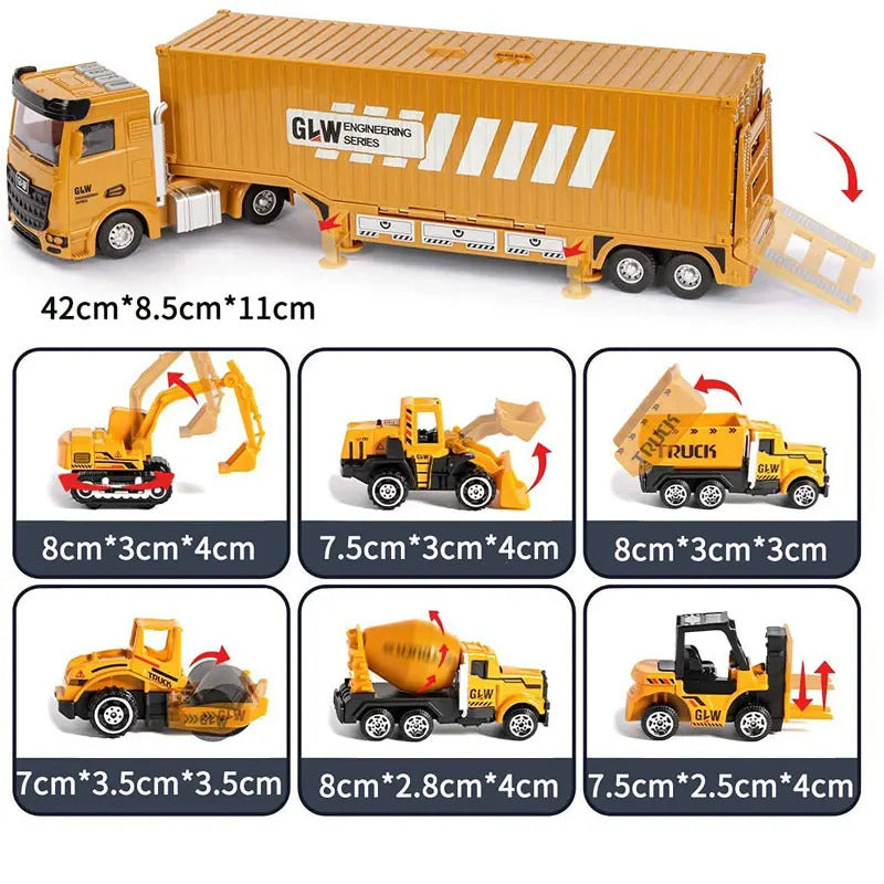 Tractor Alloy Engineering Vehicle Parking Lot Car Set