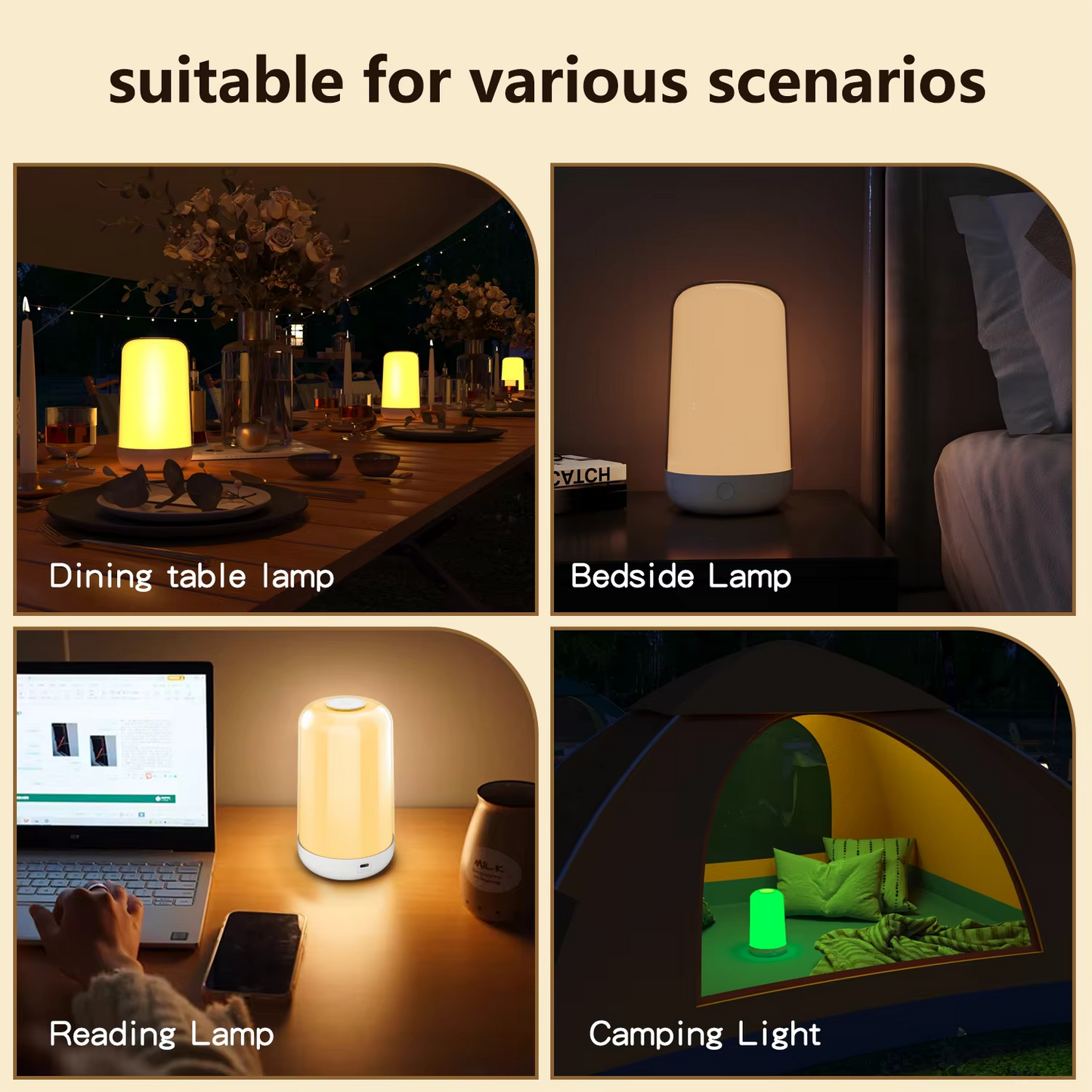 Smart LED Bedsides Lamp Night Light RGB Dimmable Touch Light