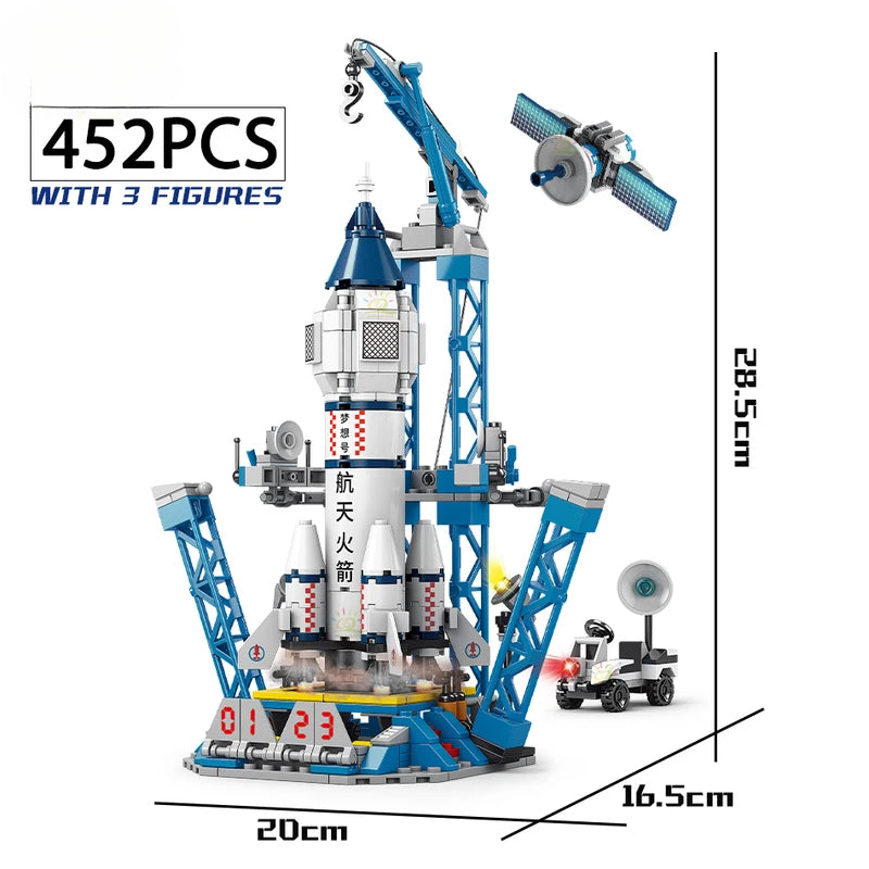 Space Aviation Manned Rocket Building Blocks With Astronaut
