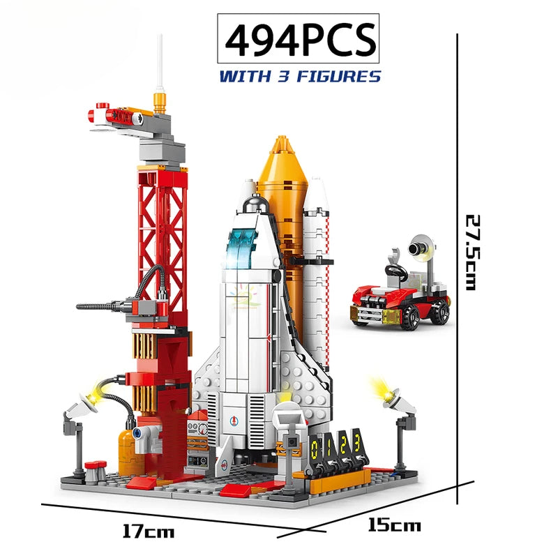 Space Aviation Manned Rocket Building Blocks With Astronaut