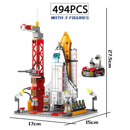 Space Aviation Manned Rocket Building Blocks With Astronaut