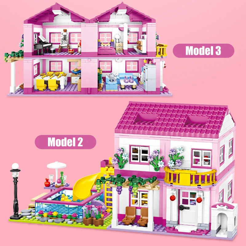 1018pcs シティ 1 チェンジ 3 サマー 2階建て ヴィラ ハウス