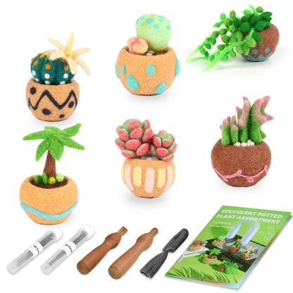 Succulent Potted Plant Wool Felting Kits