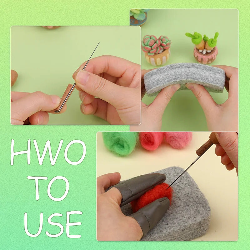 Succulent Potted Plant Wool Felting Kits