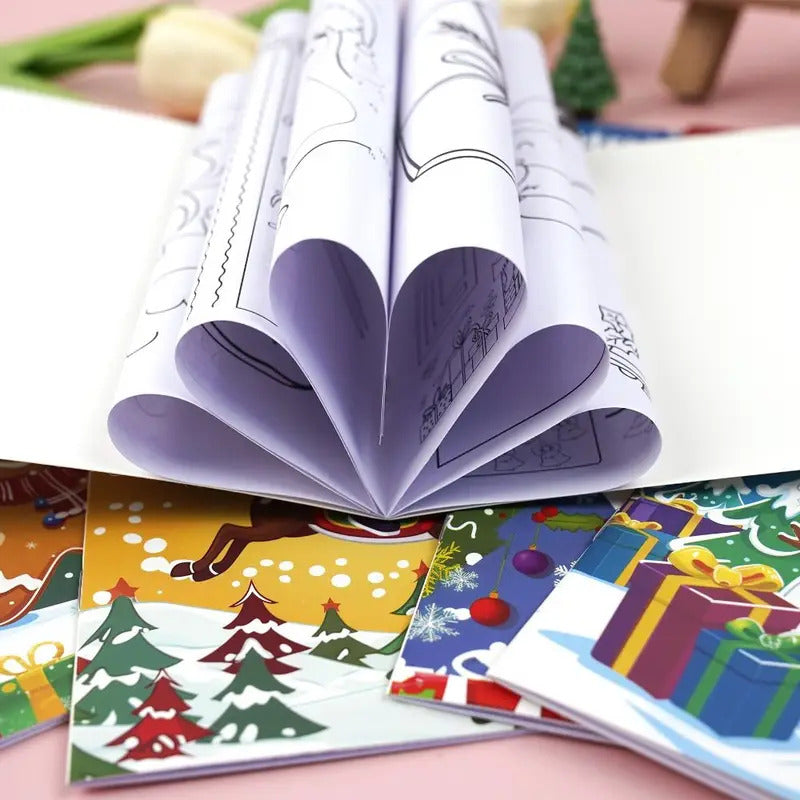 8PCS 高品質クリスマステーマ塗り絵