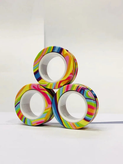 3pcs Magnetic Rings Spinner Fidget Toy Set Finger Magnets Rings
