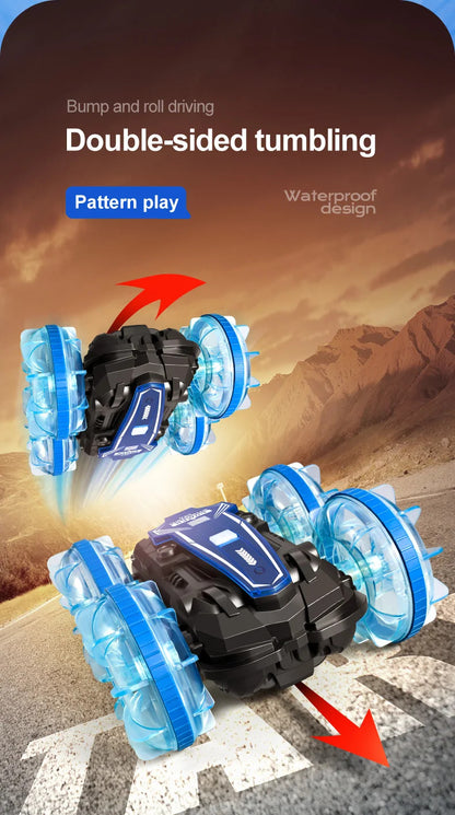 新しい LED 水陸両用 RC カー デュアル リモート コントロール 防水 スタント カー