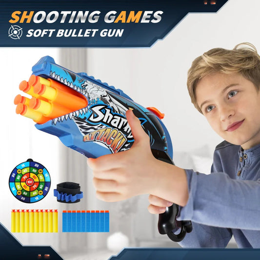 Children Air Soft Bullet Gun Toys Graffiti Shark Color