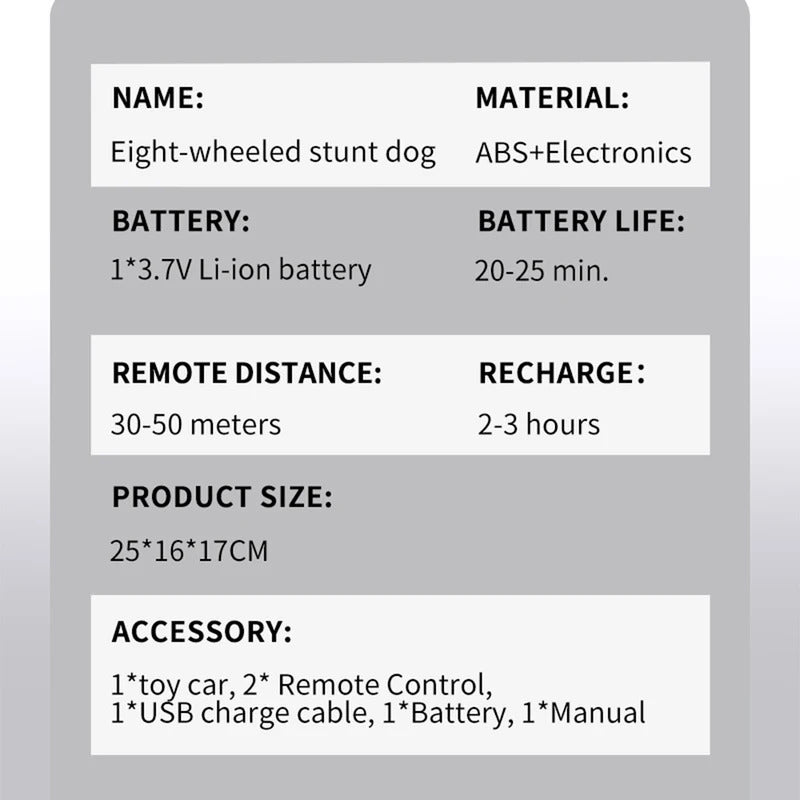 Kid's 8-wheel RC Car Toy Boy Intelligent Machine Dog RC Car