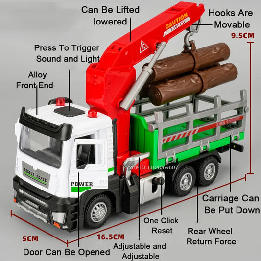 1:32 Pneumatic Lift Model Toy Logging Transport Vehicles