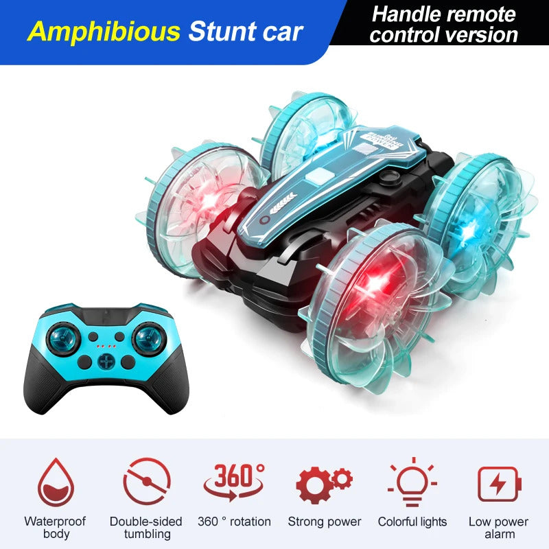 新しい LED 水陸両用 RC カー デュアル リモート コントロール 防水 スタント カー