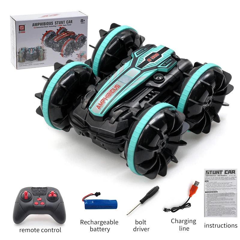 新しい LED 水陸両用 RC カー デュアル リモート コントロール 防水 スタント カー